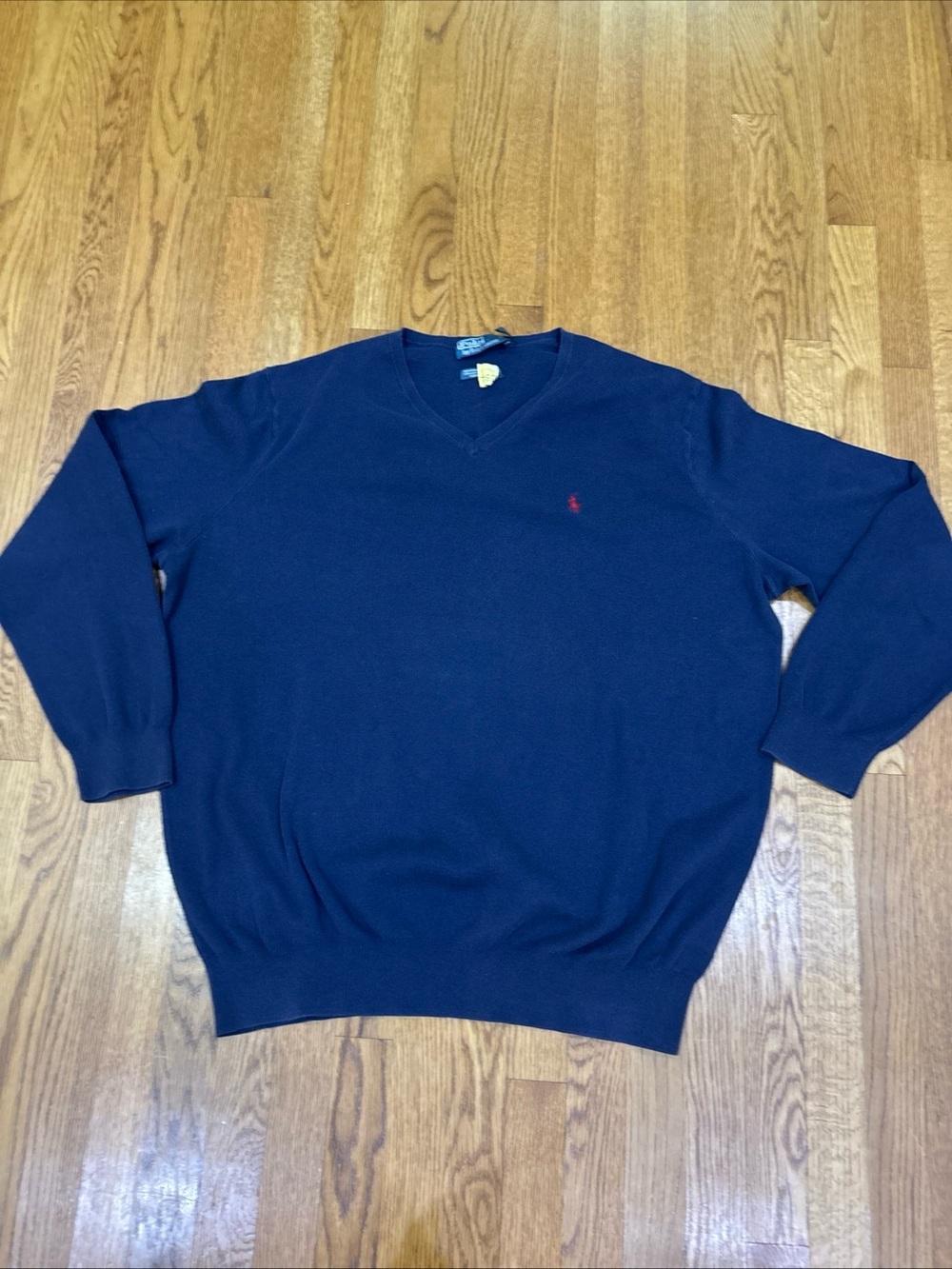 Ralph Lauren Navy V-Neck Sweater with Red Pony 2XLT TALL